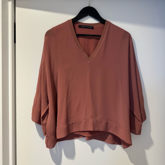 Zara Woman Flowy Blouse in Dusty Rose - Picture 2 of 5